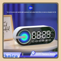 Quiet Bluetooth Speaker Alarm Clock - RGB TWS LED Mirror FM Clock with Large Display - Living Room/Office Decor