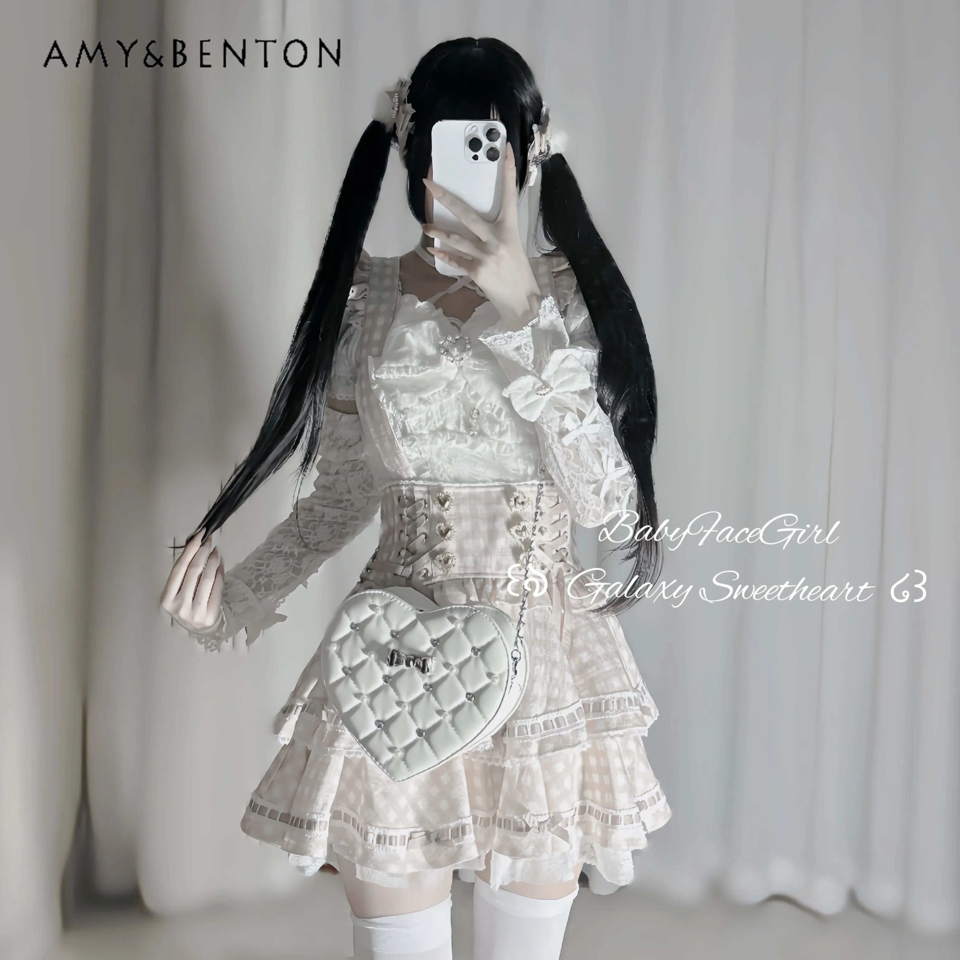 Sweetheart Girl Mass-Produced Japanese Pearl Rhinestone Bow Mine Series Heart Handbag Korean Ins Daily Shoulder Bag Women