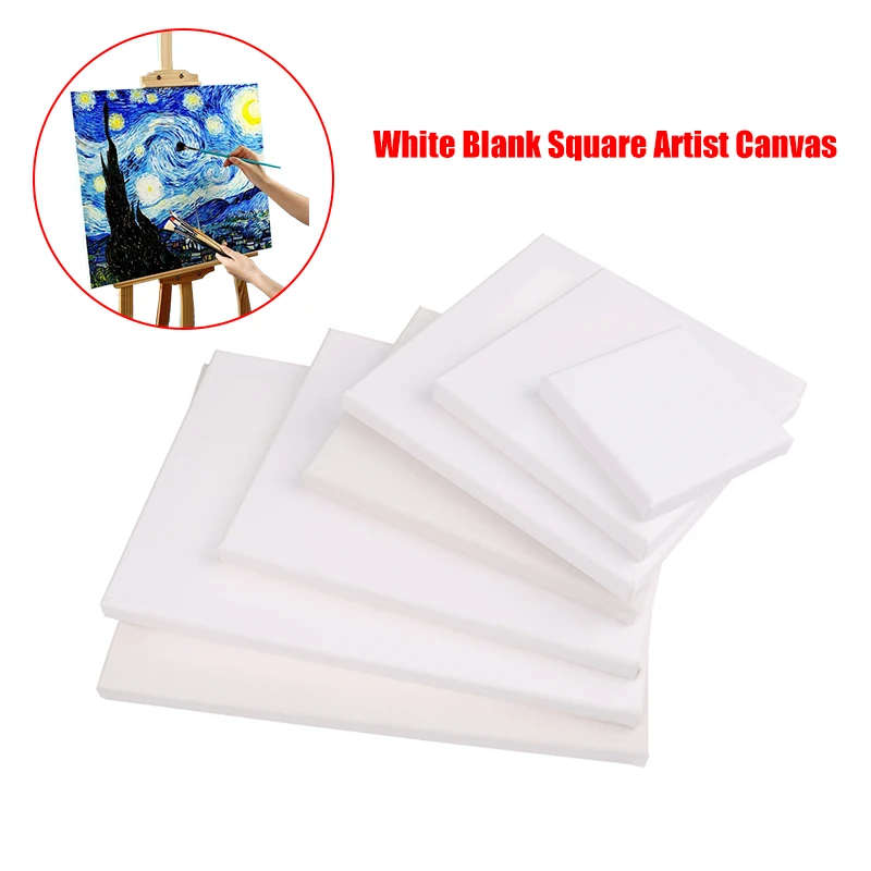 White Blank Square Artist Canvas For Oil Painting On Canvas, Acrylic Watercolor Oil Paint With Wood Frame As Primer Accessories