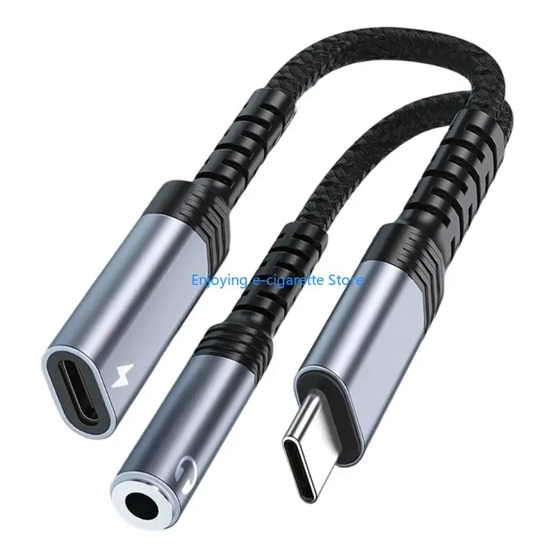 Tragbarer USB-C-Höradapter mit geflochtenem geteiltem Kabel, Kabel-Headset-Zugang für Musik, Anrufe und Reisen Y4QF – Detail 10