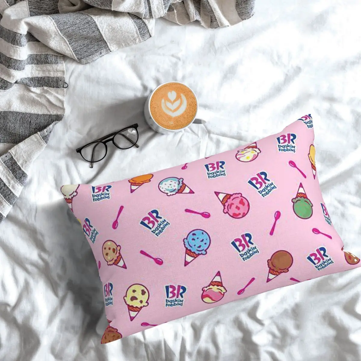 Baskin Robbins Ice Cream Rectangle Pillowcase Cushion Cover Decorative Bedroom Bed Home Comfort Throw Pillow