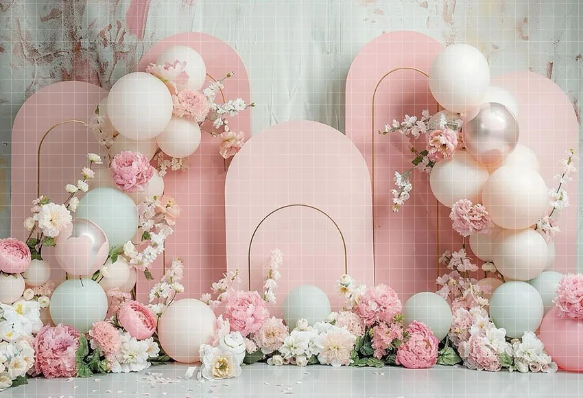 Mehofond 사진 배경 아치 벽 핑크 풍선 어린이 성인 생일 파티 출산 초상화 장식 배경 사진 스튜디오