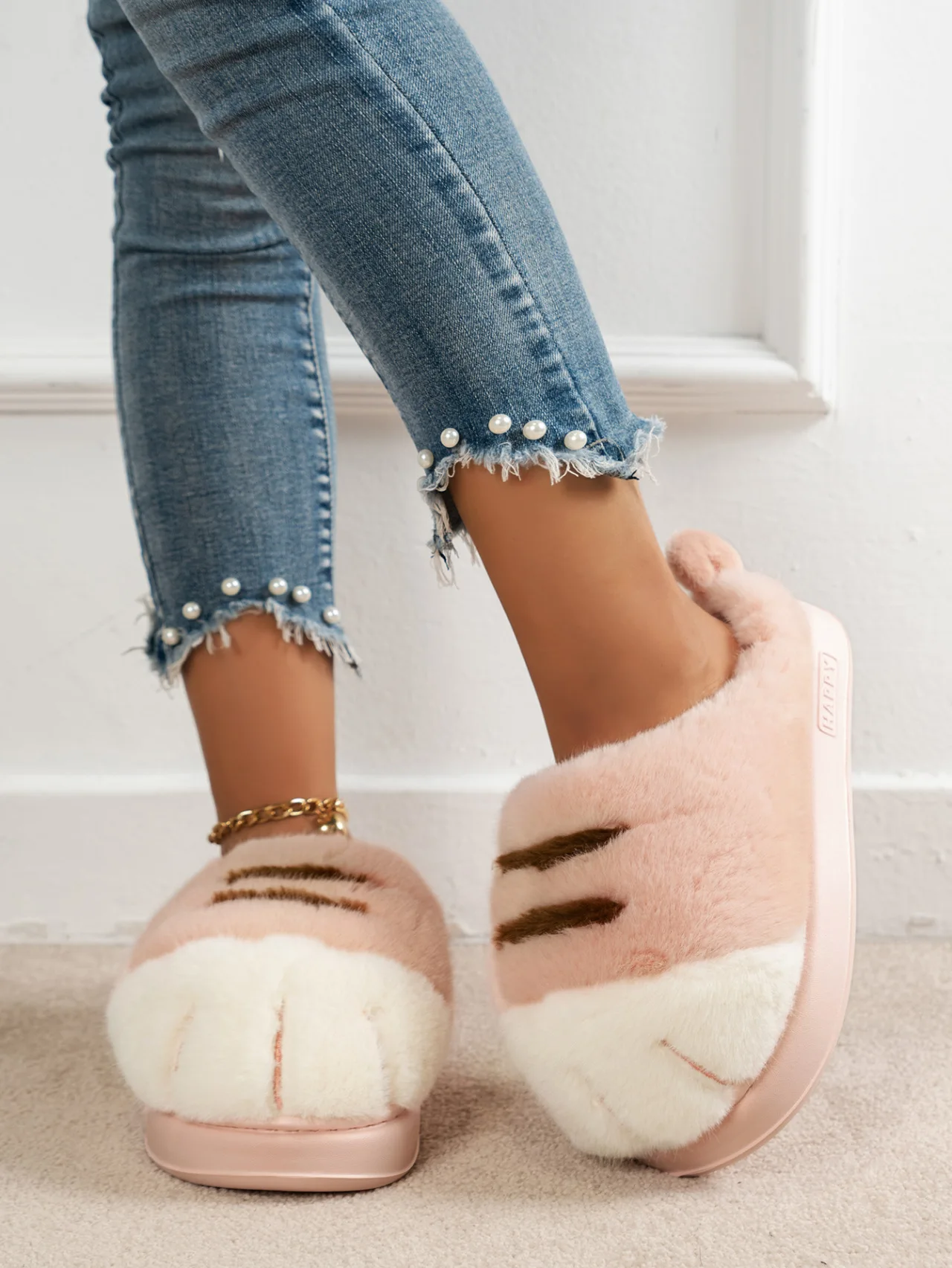 Neue Flauschige Katzenpfoten-Hausschuhe für Damen, Warme Winter-Pantoffeln, Lustige Flauschige Tierpfoten-Innenschuhe – Detail 17