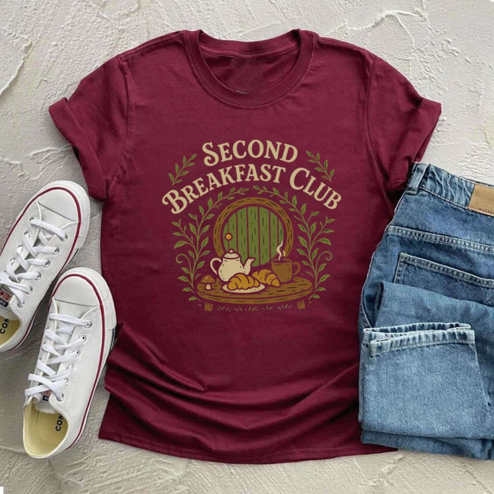 Second Breakfast Club T-shirt Fantasy Bookish Shirts Middle-Earth Fan Inspired Clothing Tee Unisex Short Sleeves Top Fans Gift view 5