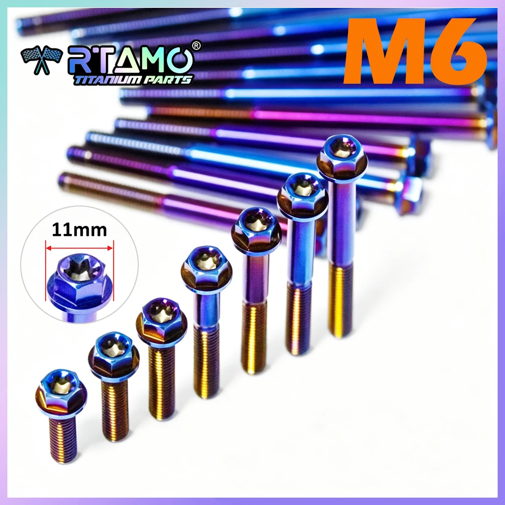 Image of RTAMO 1 Stück M6x10-120 Titanlegierung Schraube Torx-Kopf Flanschschrauben Motorrad-Motor Kurbelgehäuse Bremssattel Ersatzschrauben