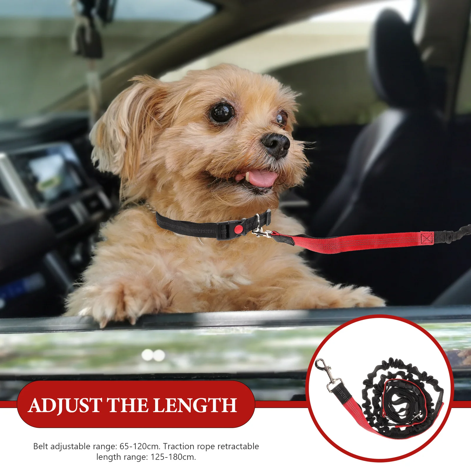 

Hands Free Dog Leash Adjustable Running Belt for Small Large Dogs Black Red Reflective Pet Traction Rope Walking Jogging Travel