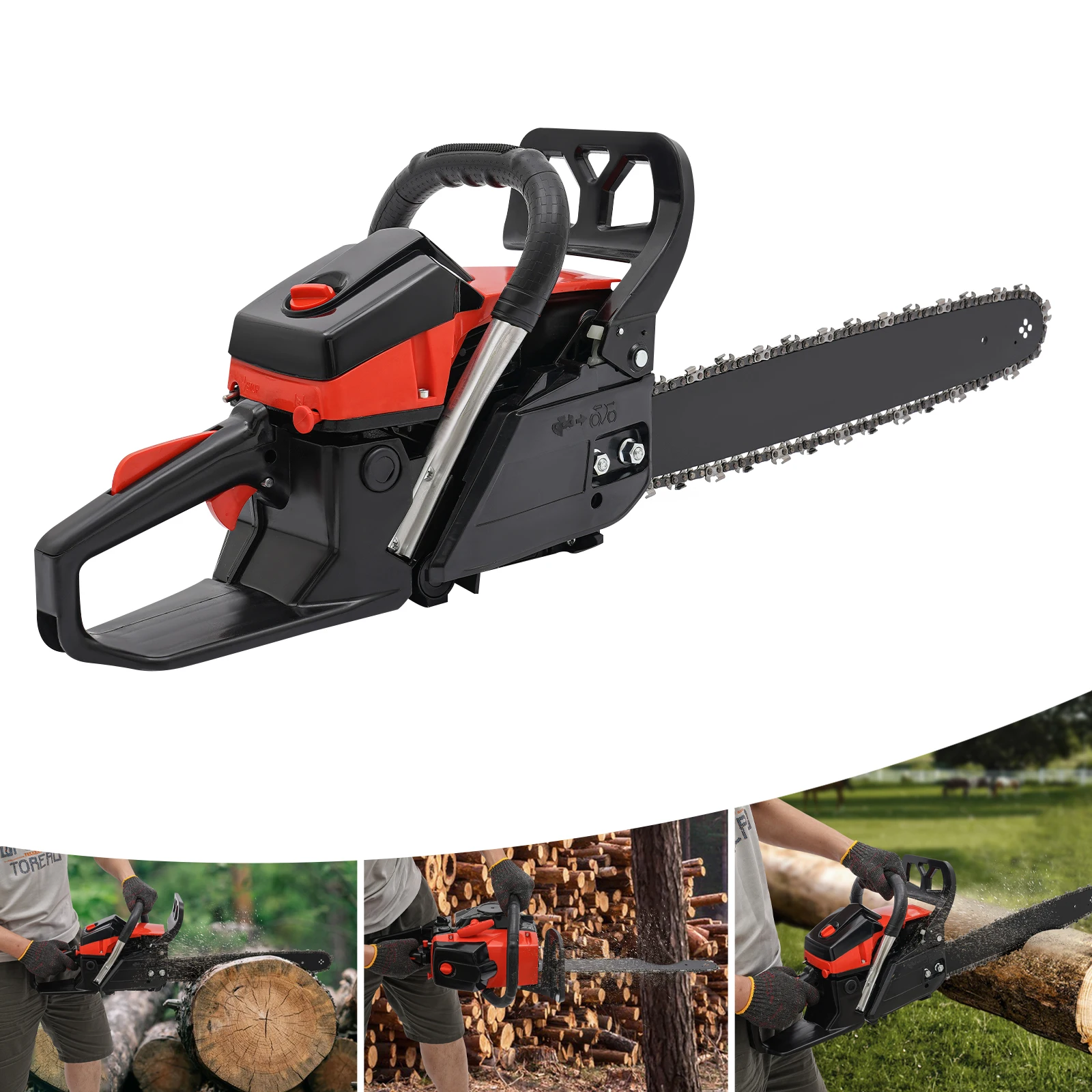 

Handheld 2-stroke Gasoline Chain Saw Gas Chainsaw 58cc 2800-11000rpm Gasoline Chainsaw for Garden Pruning Forest Logging