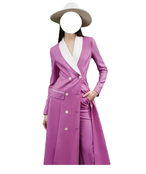 

Fashion Double Breasted Peaked Lapel Suits 2 Pieces (Blazer+Trousers) for Woman Office Lady Formal Party Sets Customized Set