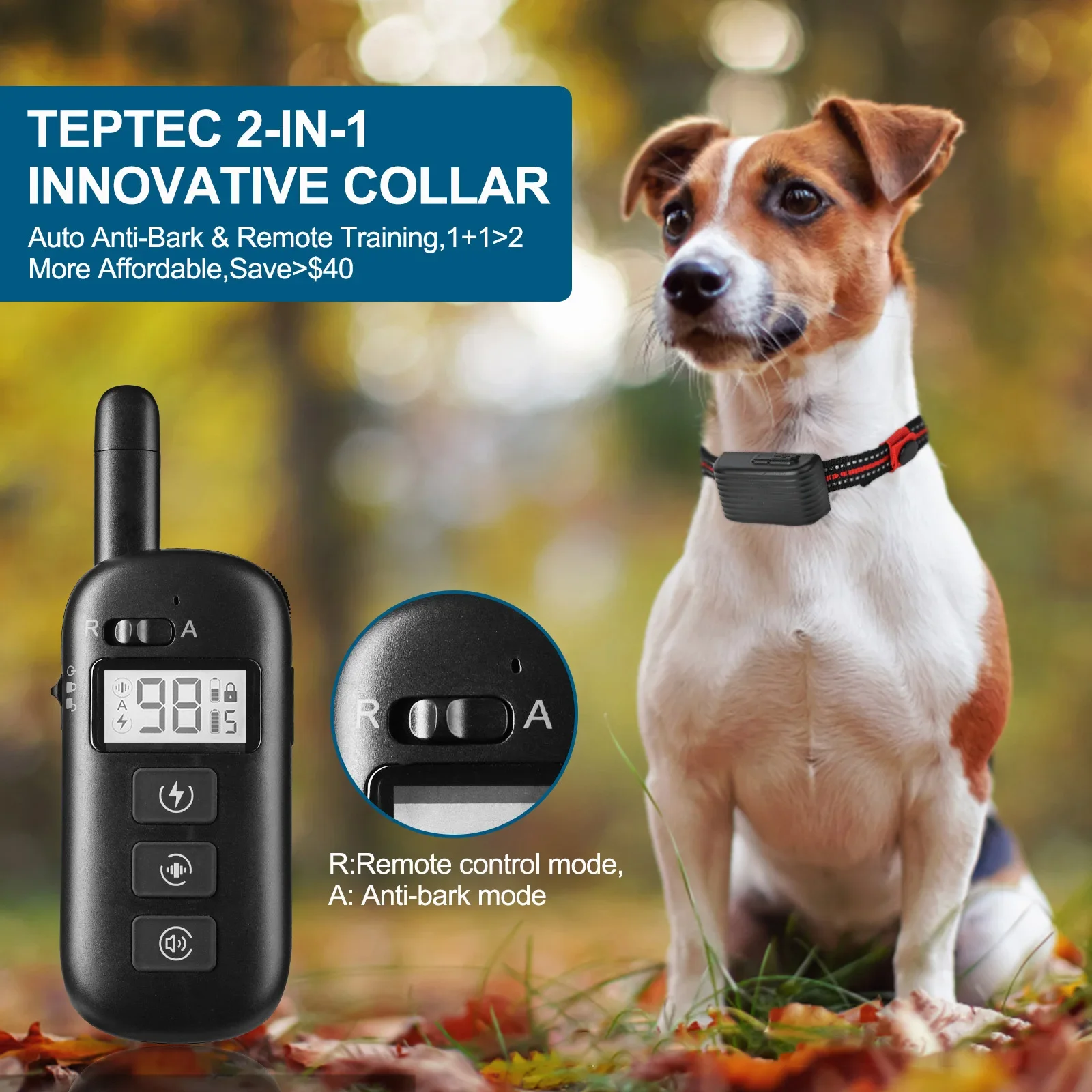 

New 600M Remote Dog Training Collar, Electric Anti Bark Stop Dog Collar, Waterproof Rechargeable Dog Shock Collar for 1/2/3 Dogs