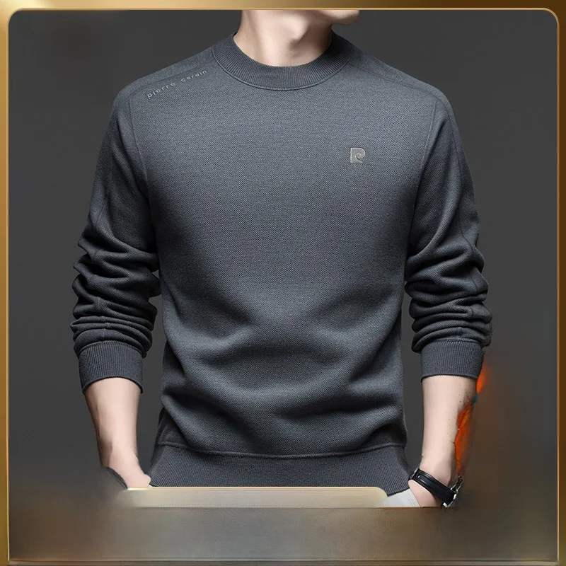 

Мужская толстовка Pierre Cardin с флисовой подкладкой, длинными рукавами и круглым вырезом, модная, в городском стиле, осенне-зимняя, теплая.