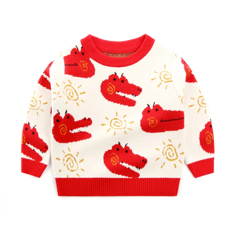 

Toddler Kids Boys Sweater Autumn Dinosaur Knitting Teenager Boy Long Sleeves Pullovers Warm Casual Junior Boys Crew Neck Sweater