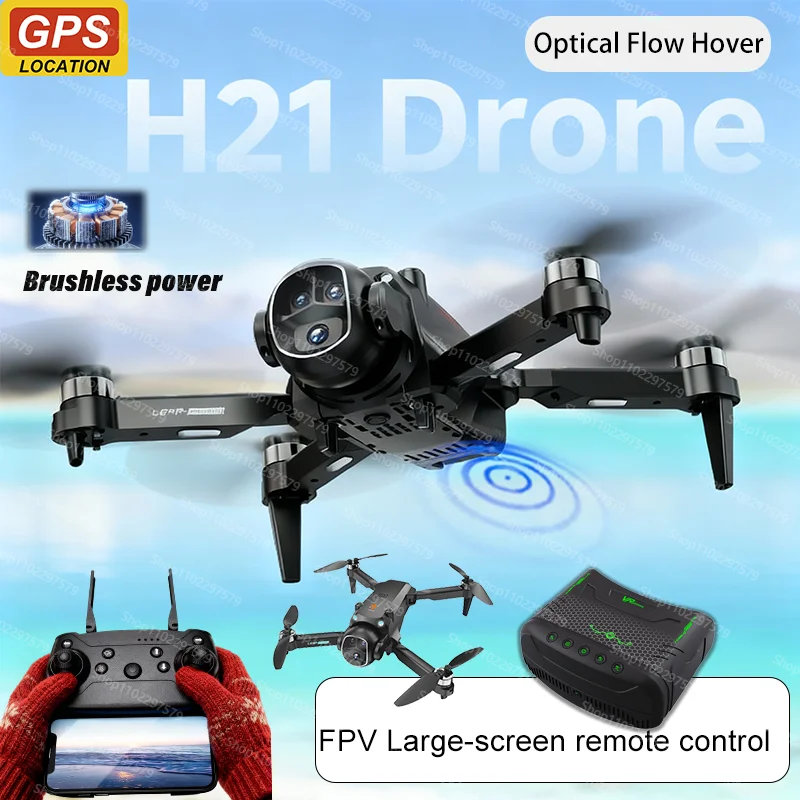 광각 HD 8K 듀얼 카메라가 장착된 H21 드론 WIFI 광학 흐름 전문가용 HD 항공 사진 접이식 쿼드콥터 야외 장난감