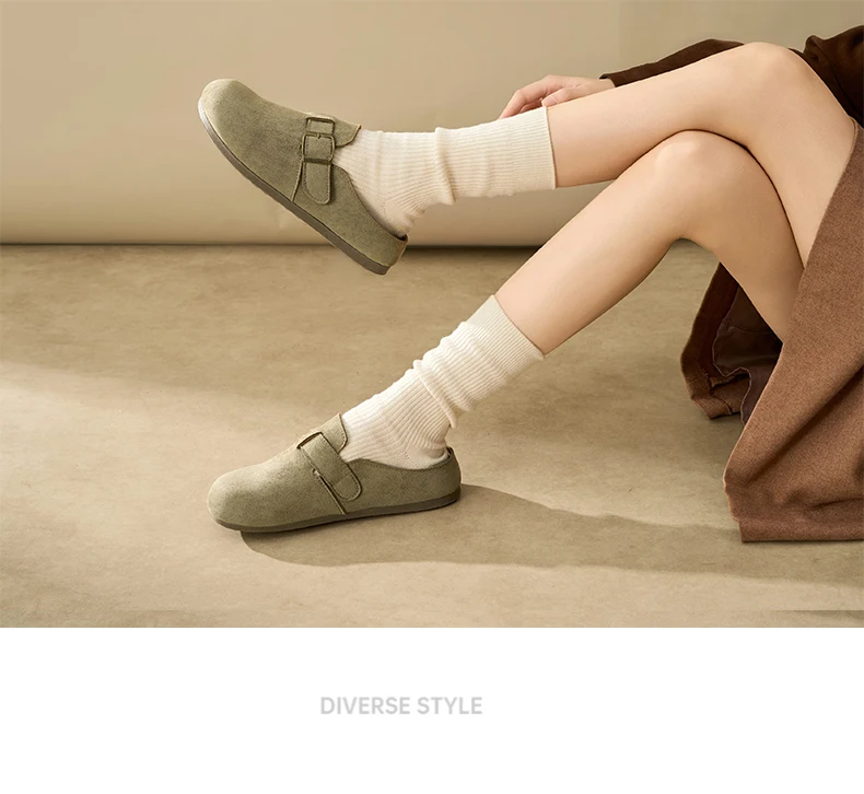 Damen-Komfort-Clogs, Slipper für drinnen, 4-Jahreszeiten rutschfeste flache Absätze, herausnehmbare Einlegesohle, für drinnen und draußen geeignete Pantoffeln. – Detail 9