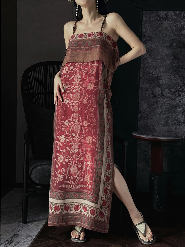 

New Classical n Long Svel Women's Dr Lightweight Linen Material Loose Straight Cut Summer Casual Gown