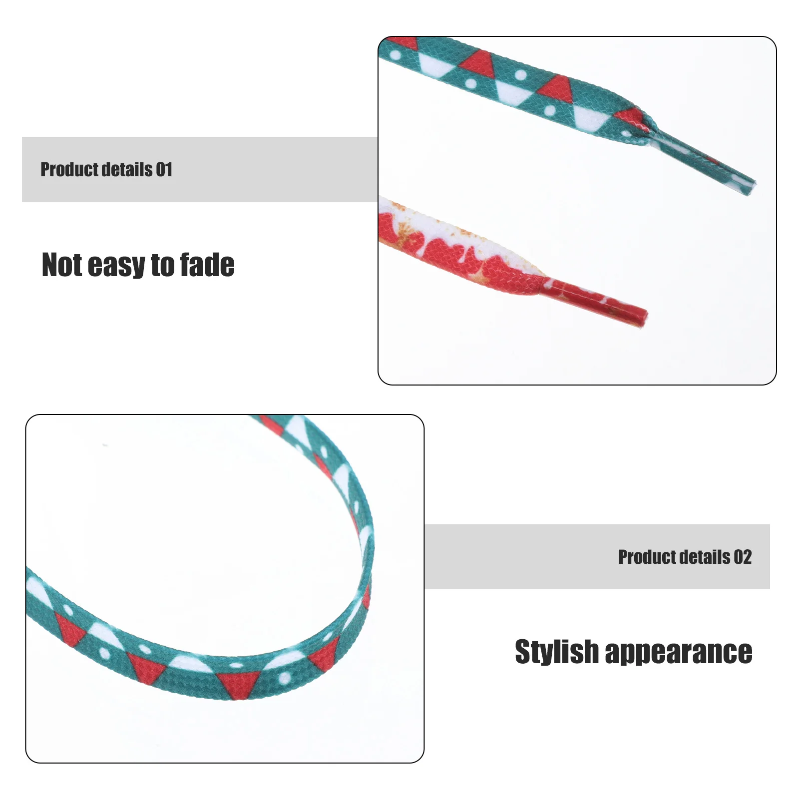 2Pairs عيد الميلاد أربطة الحذاء شقة البوليستر الملونة أربطة الحذاء قوي استبدال حذاء رياضة Shoestrings حذاء كاجوال عطلة الموسم