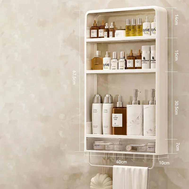 Imagem -05 - Cremalheira Não Perfurada Fixada na Parede do Armazenamento do Banheiro Mesa de Lavagem do Banheiro Skincare Product Organizer