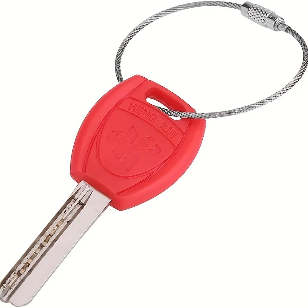 10 Stück Stahldraht-Schlüsselanhänger in Verschiedenen Farben, Edelstahl-Ring Schlüsselring, Seil-Schlaufe für Outdoor, Camping, Gepäckanhänger mit Schraubverschluss – Detail 4