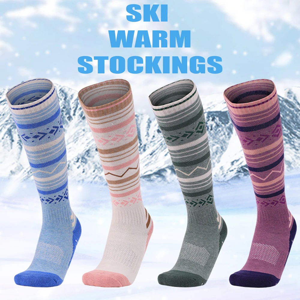 1 Paar profession elle Wolle Winter Frauen warme Ski socken dickere Baumwolle Sport hochela tische Thermo Snowboard Radfahren Fußball Socken