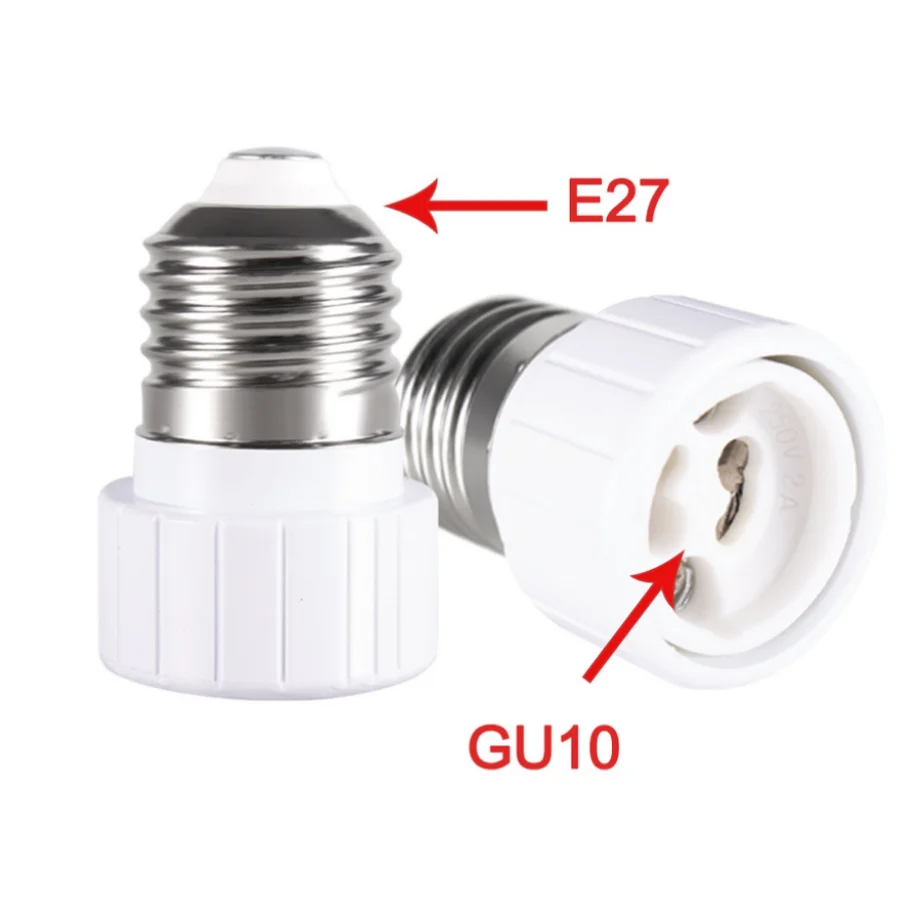 Adaptador de bombilla LED E27 a GU10, interfaz estándar E27, Material ignífugo, adecuado para lámpara halógena de taza de luz de planta LED