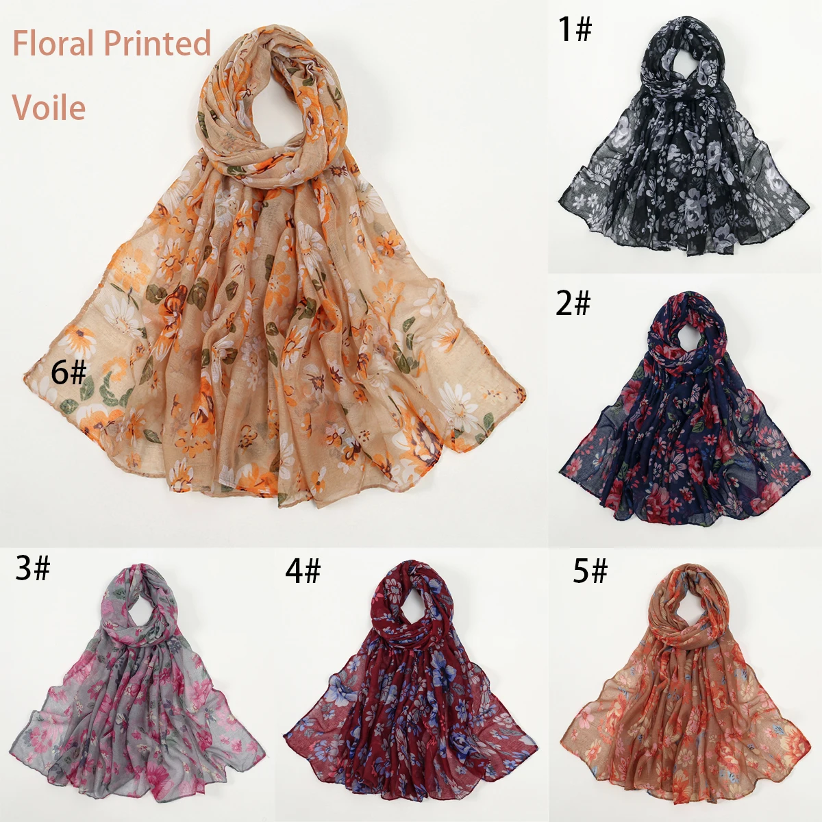 

Модная шаль с цветочным принтом, тонкая вуаль, хиджаб, женский длинный шаль с большим цветочным узором, мягкий хлопковый вискозный платок, красочный тюрбан