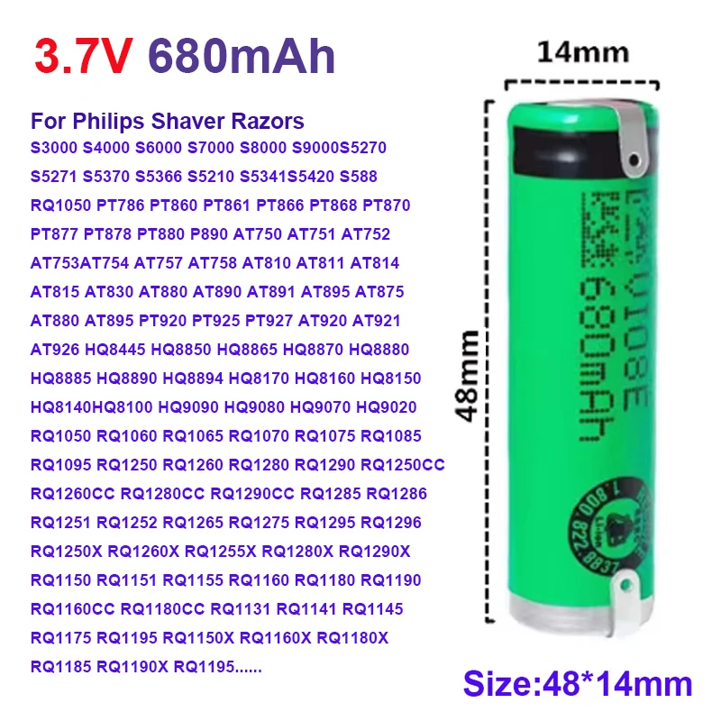 Новый аккумулятор емкостью 680 мАч для бритв Philips S3000 S3310 S3550 S3560 S3580 S3590 S3201 S3202 S3203 S3100 S3110 S3120 S3510 S3520