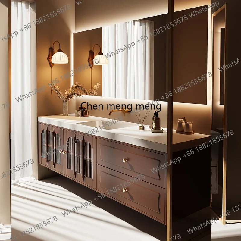 F150  Double Basin Bathroom Cabinet Combined Slate Washbasin Washbasin Cabinet Oak Toilet Washstand Cabinet