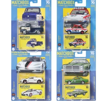 Oryginalne pudełko zapałek 70 lat wydanie specjalne dziecięce zabawki dla chłopców Model pojazdu 1/64 Diecast Volkswagen Mercedes DATSUN 510 prezent