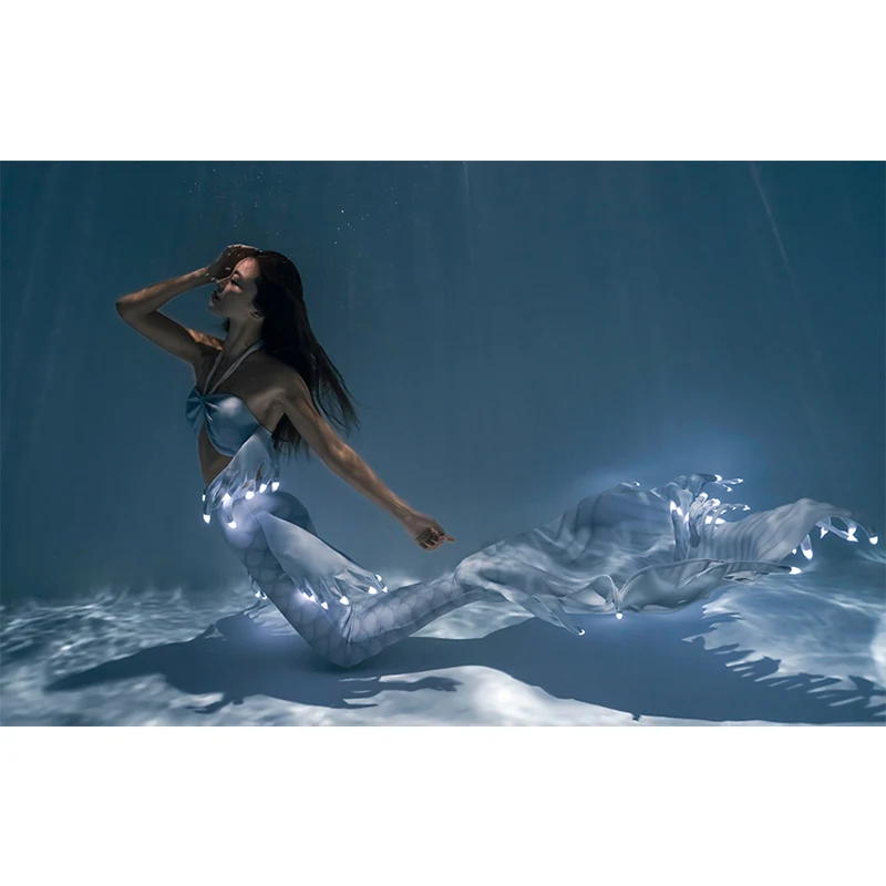 Led Light Mermaid Skin Tail Clothing White Light Fish Tail Photo Shooting Swimming Diving Underwear Halloween Costume Cosplay