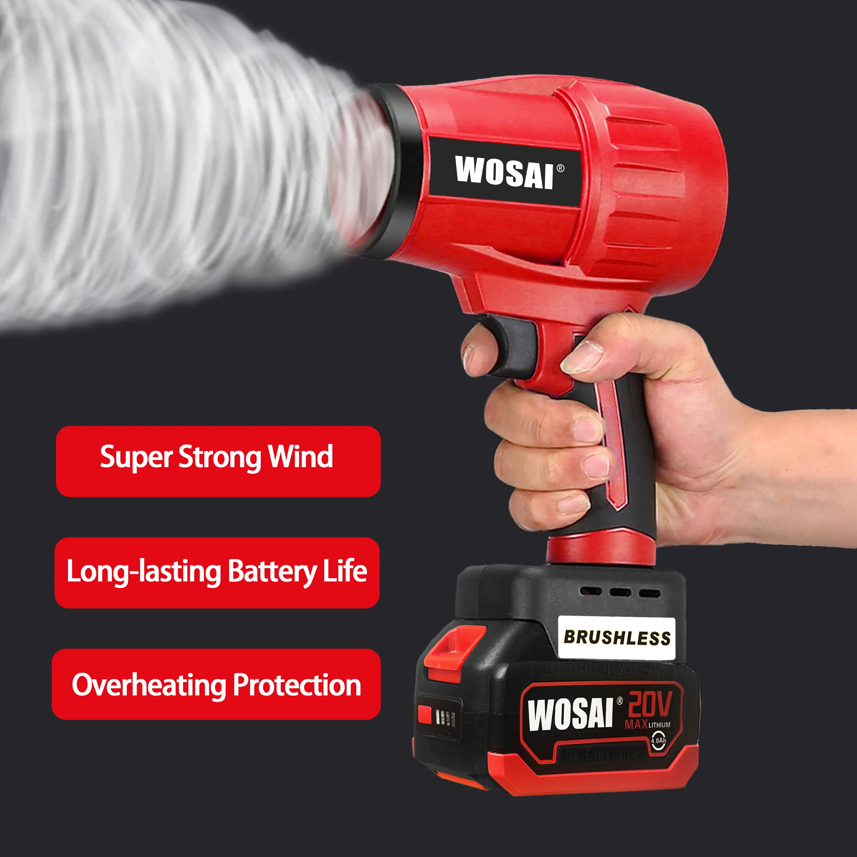 WOSAI Detachable Supper Big Jet Fan Dry Car Blower Air Hammer Industrial Hair Dryer Powerful Air Blower