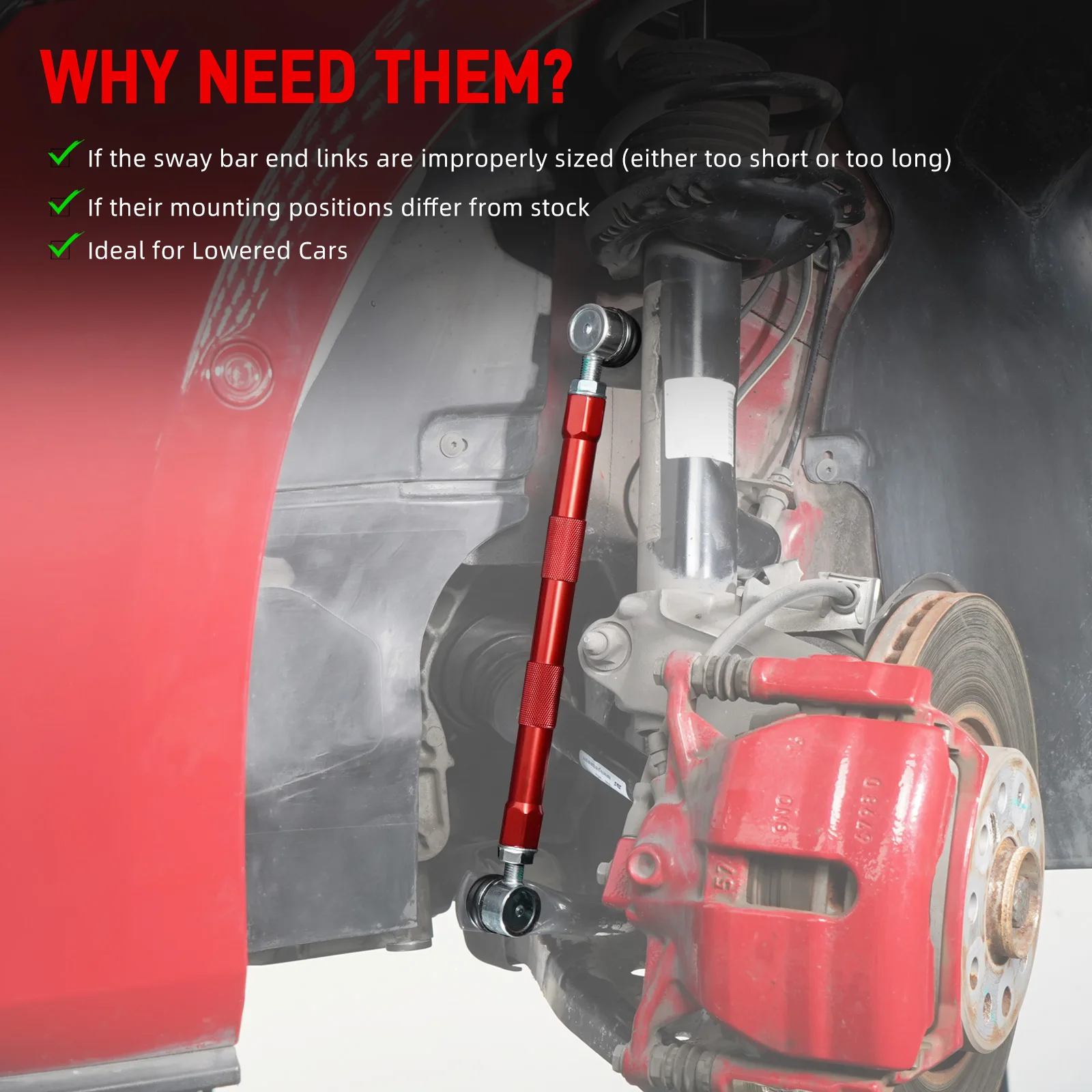 Kit Link End Sway Bar Depan & Belakang yang Dapat Disesuaikan BEVINSEE untuk Audi A3 S3 8V, untuk VW Golf MK7 MK7.5 untuk Jetta / GLI 7