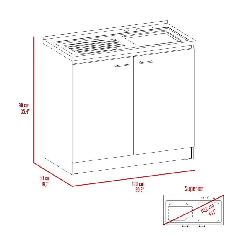 طقم مطبخ مكون من 4 أبواب مع خزانة حوض ومخزن وحدة - أبيض، حل تخزين مكون من قطعتين للطهاة المنزلية #5