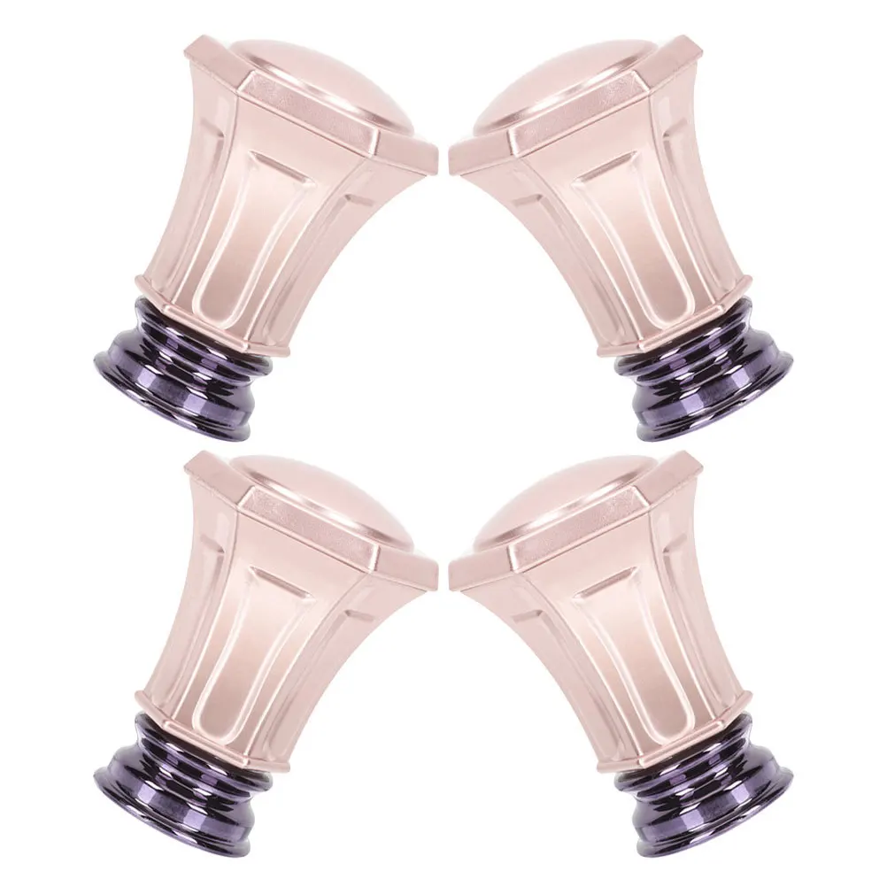 

4Pcs Rose Gold Curtain Rod Finials Aluminum Alloy Versatile Use for Single and Double Rods Curtain Rod Head Finials