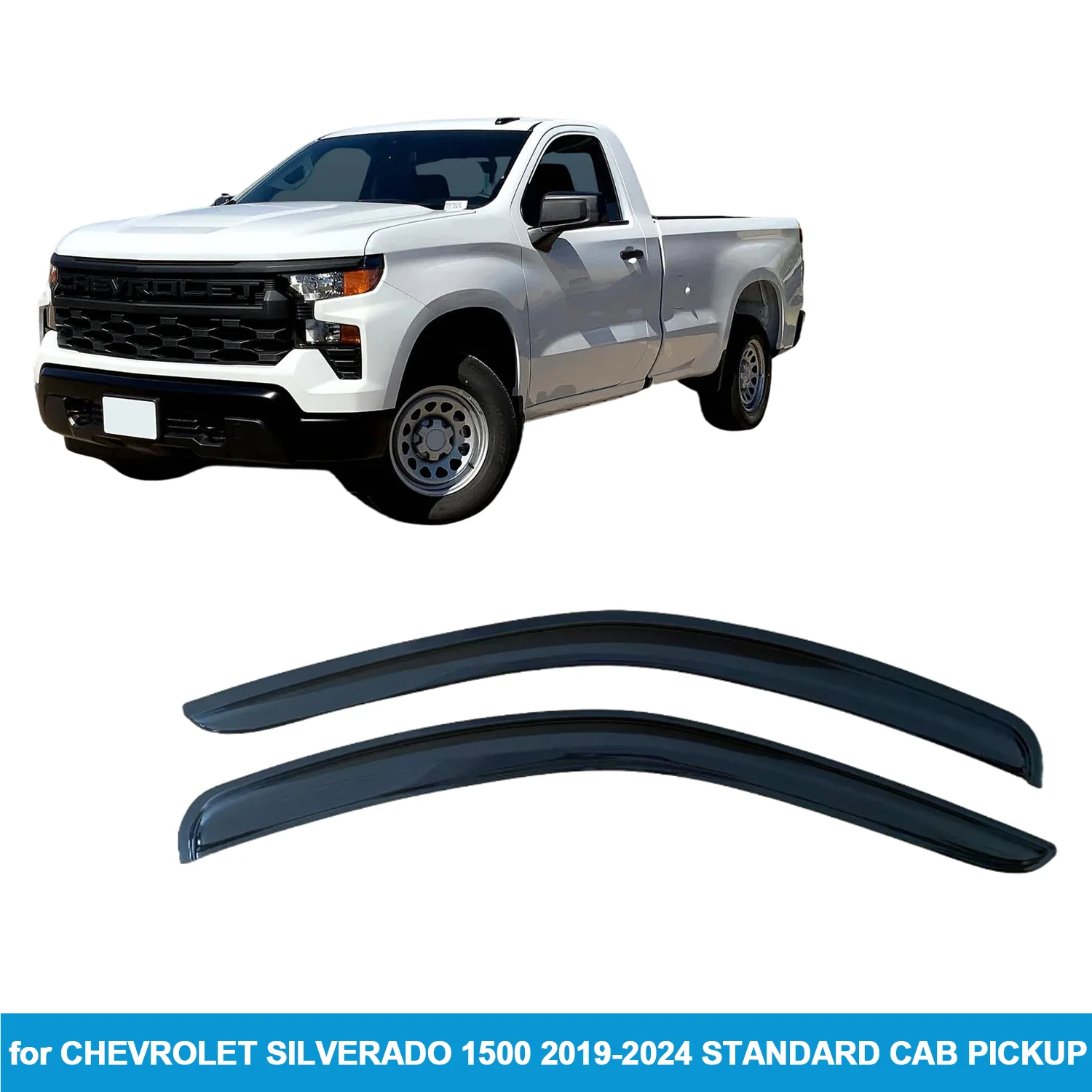 

Оконный козырек для CHEVROLET SILVERADO 1500 2019-2022 2023-2025 STANDARD/REGULAR CAB PICKUP, ветрозащитные дефлекторы, защита от дождя, дверной козырек
