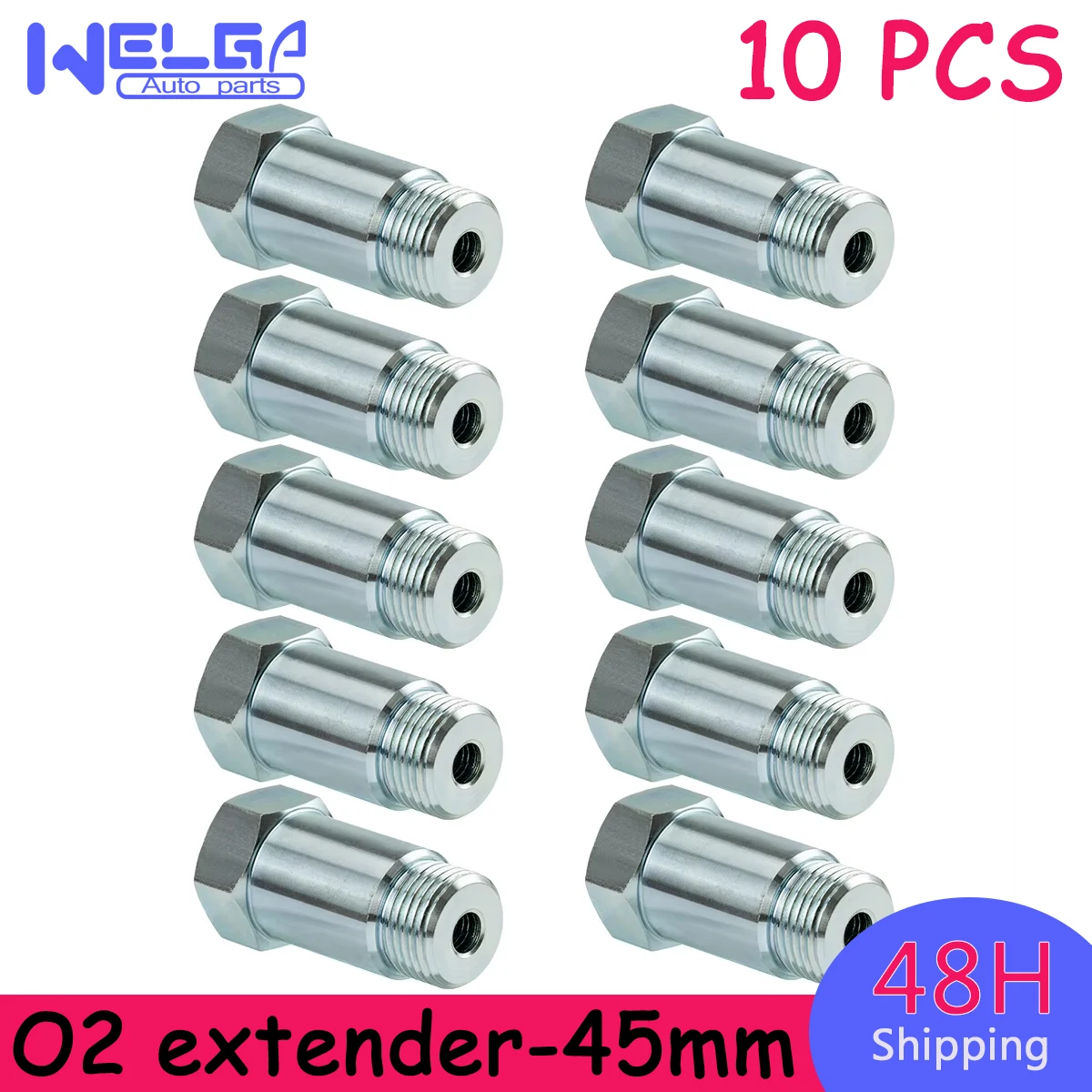 10pcs M18x1.5mm O2 Oxygen Sensor Spacer Test Pipe Extension Extender Adapter Stainless Steel 45MM Oxygen O2 Sensor High Quality