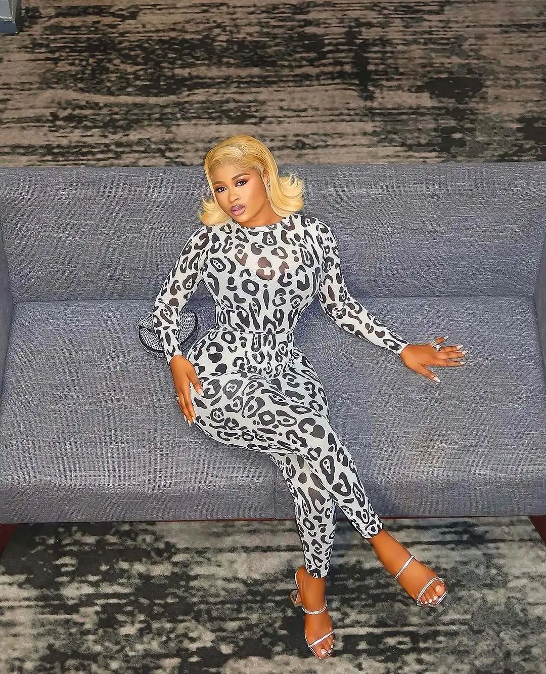 أنيق سيدة ليوبارد مطبوعة انظر من خلال حللا 2025 الخريف المرأة طويلة الأكمام س الرقبة Bodycon مثير نادي وزرة الحفلات #1