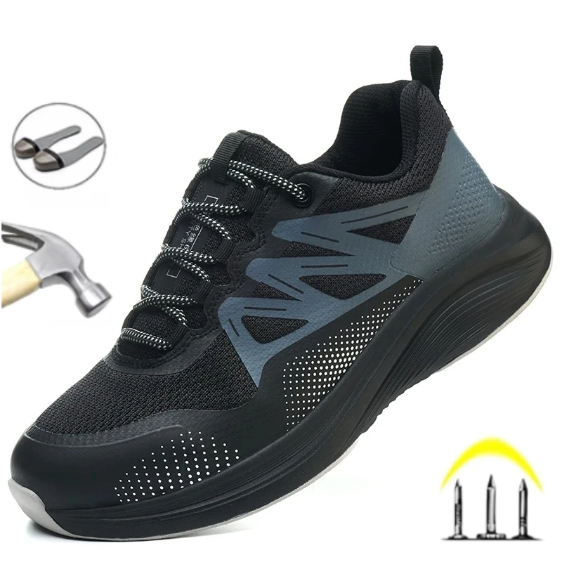 

Work Boots Indestructible Safety Shoes Men Steel Toe Shoes Puncture-Proof Sneakers Women Non Slip Work Shoes Male Footwear