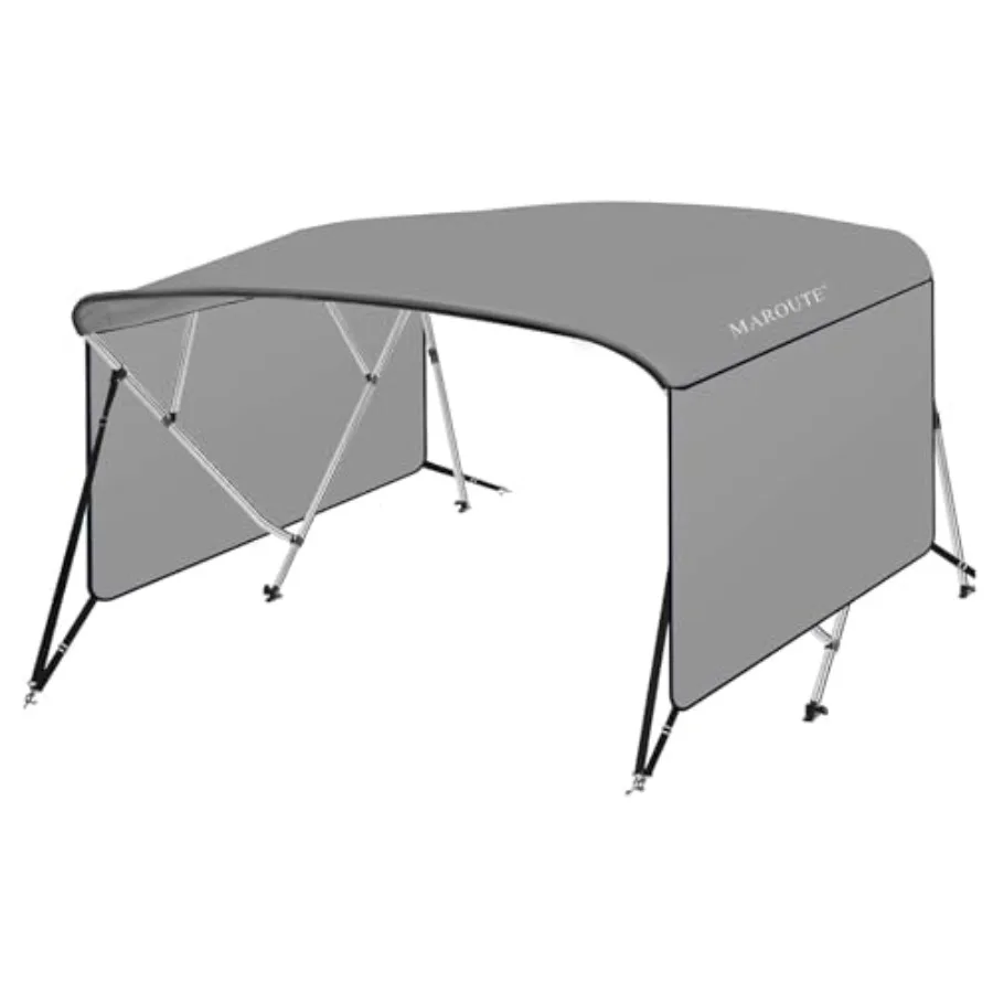 

Тент-бимини для лодки с 2 съемными боковыми шторками, 4-угловые тенты-бимини для лодок, 2 задних опорных столба, сумка для хранения на молнии, Mari