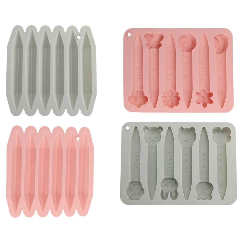 Stampo in silicone Confezione da 4 cavità di stampi per pastelli assortiti Stampo in silicone per pastelli 3D Stampo per pastelli triangolari Stampo per cioccolato in silicone