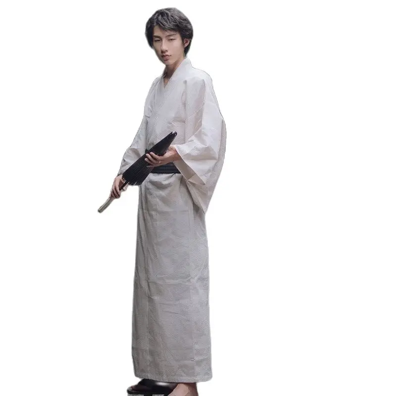 Nightgown For Men Kimono Pajama Robe Thin 100% Cotton Ancient Costume Nightdress