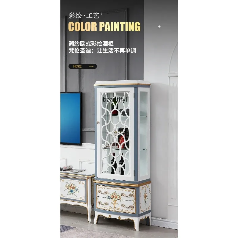 M71 European style wine cabinet painted single door double door living room decoration cabinet light luxury display cabinet