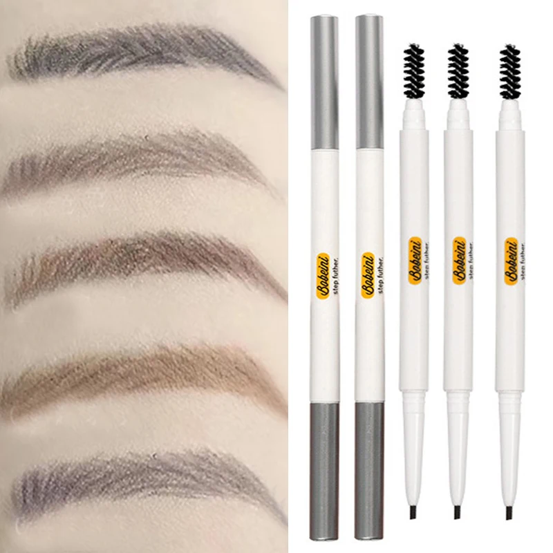 Ultra-fine Eyebrow Pencil Natural Waterproof No Blooming Black Brown Double Head Eye Brow Enhancers with Brushes Brow Cosmetics