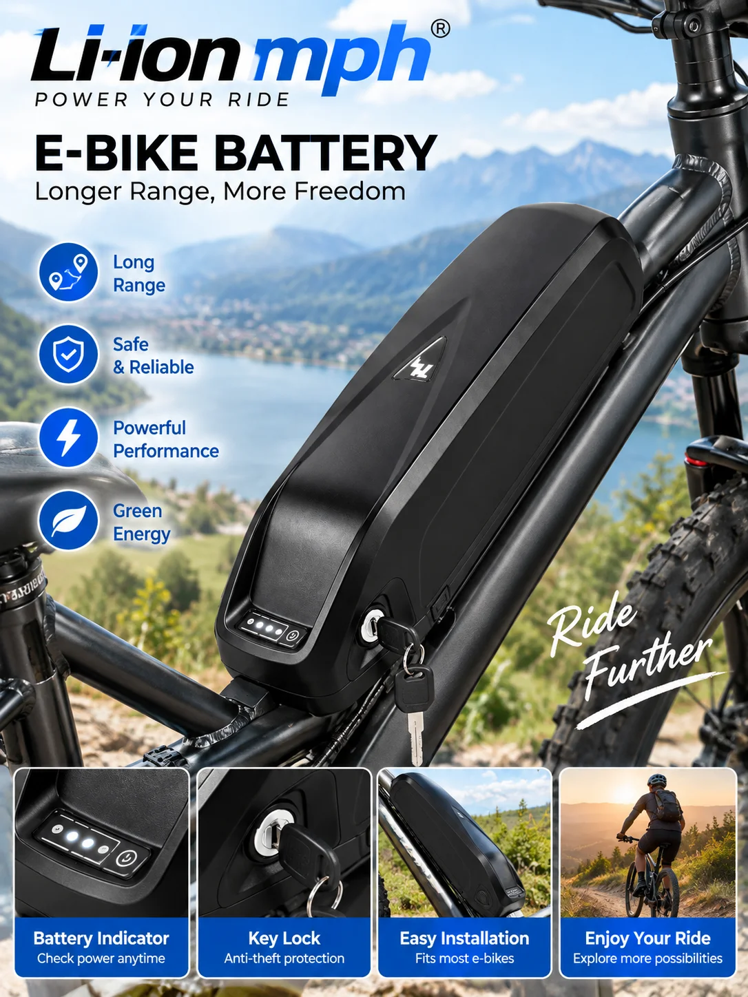 Li-Ion MPH Hailong E-Bike Akku 36V 21Ah 48V 20Ah Lithium-Akku mit 5A Ladegerät für 250W 500W 750W 1000W Elektrofahrrad EU-Lager Polen