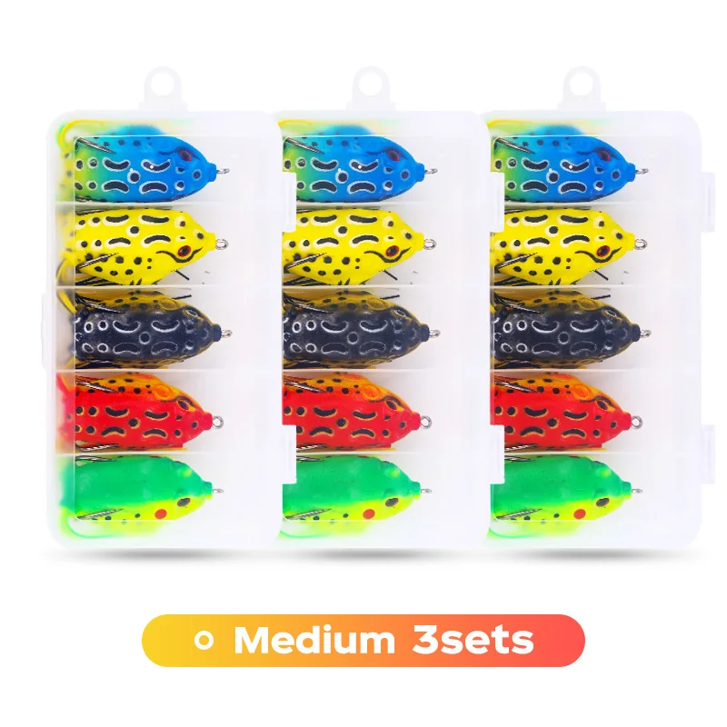 WEIHE 5 stuks/15 stuks Kikker Vis Aas Combo Zachte Vislokdoos Set Tackle Box Sets Pesca PVC Kikkers Set