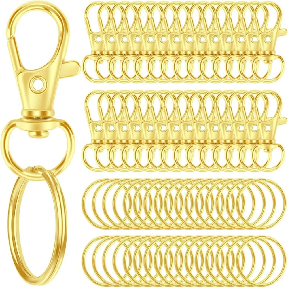 50PCS Key Chain Hook With Key Ring Metal Rotating Lobster Clasp Used For Key Chain Clip Lanyard Jewelry Making Handicrafts
