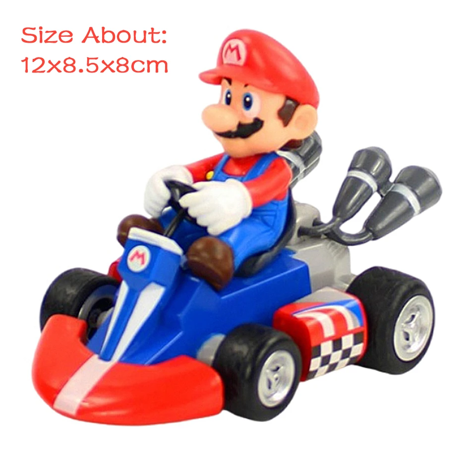 Super Mario Pull Back Car Green Yoshi Donkey Kong Bowser Luigi Toad Princess Peach Action Figure Toys Anime Game Doll Kid Gifts