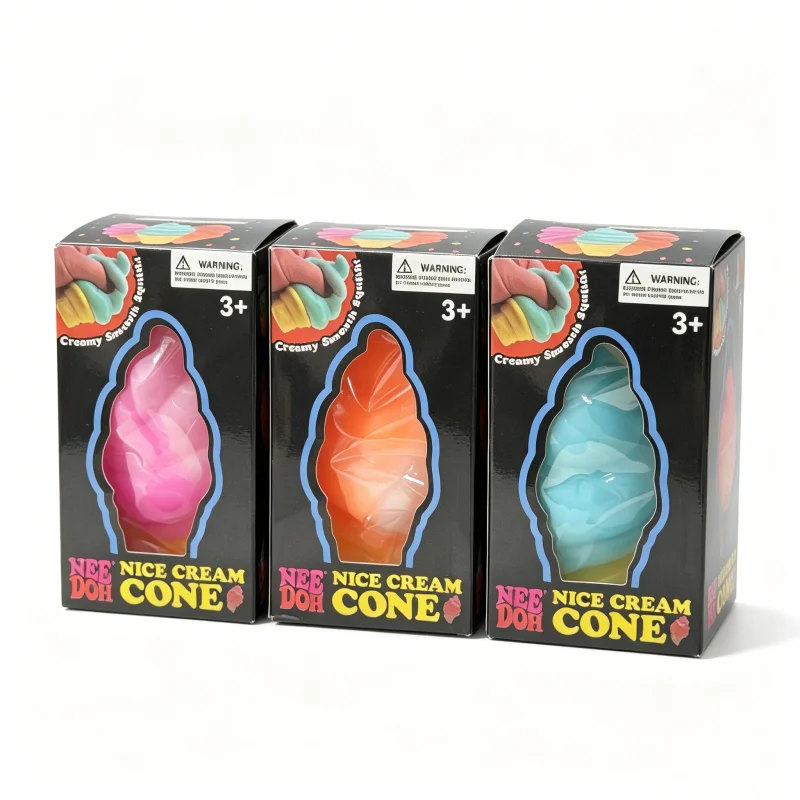 Schylling Needoh Nice Cream Cone Calming Fidget Toy Knead Stretch Relief Stress Squeeze Ball Anti-Anxiety Desk Accessory Gift