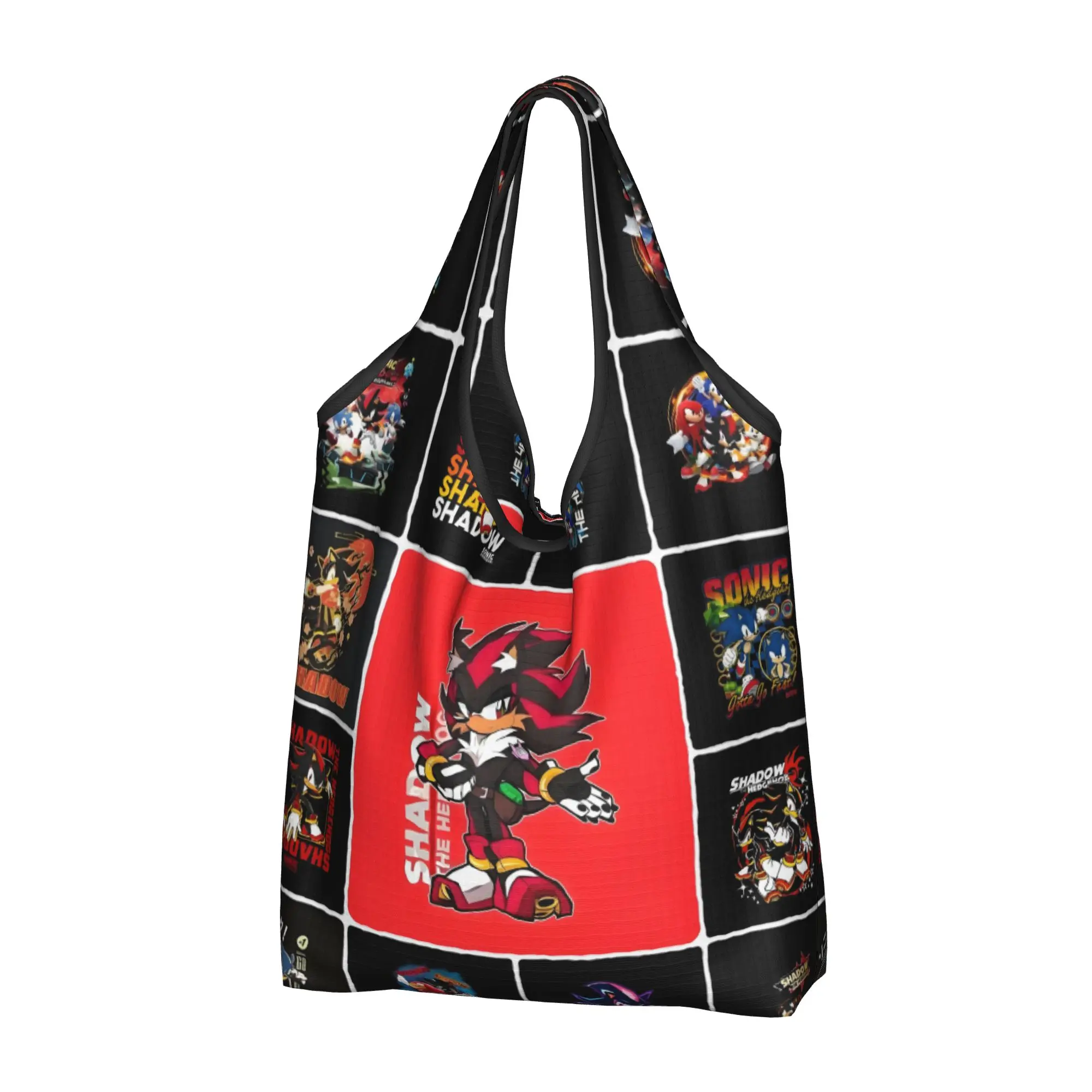 Funny Print Hedgehogg Shadow Cartoon  Shopping Tote Bag Portable Shopper Shoulder Japane Game  Handbag