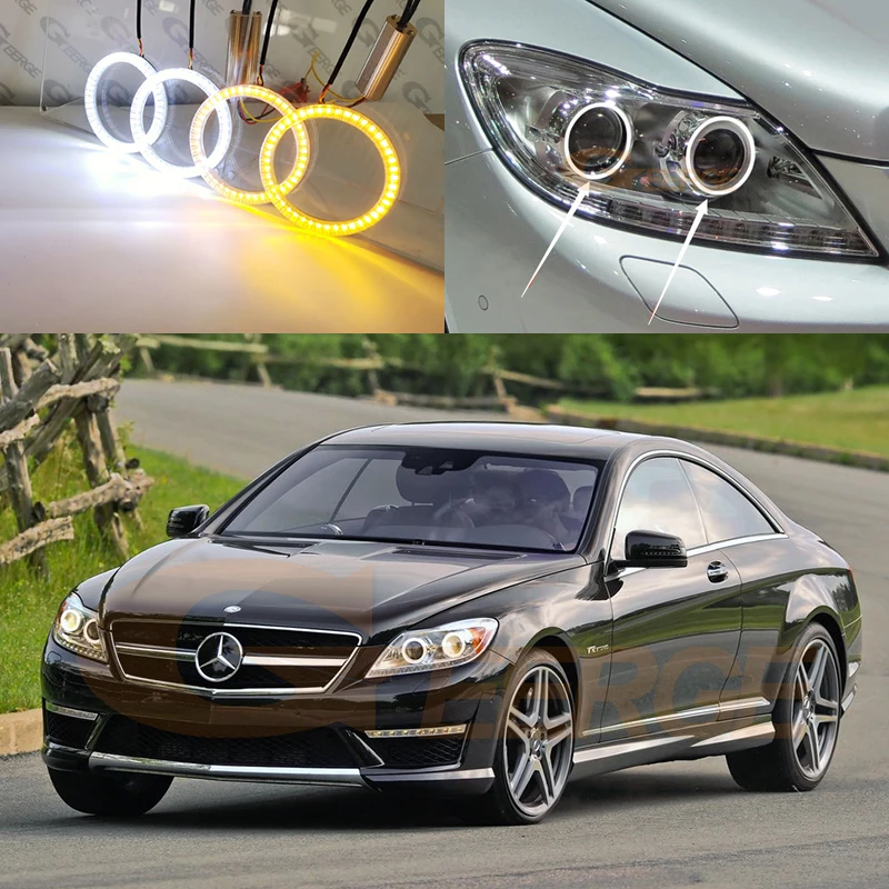 For Mercedes Benz S CLASS W216 C216 CL 500 600 63 65 AMG Facelift Ultra Bright SMD LED Angel Eyes Halo Rings Kit Day Light