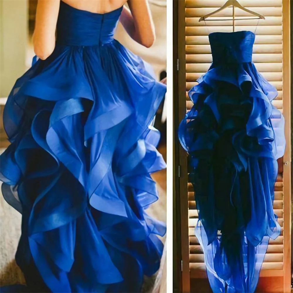 

Lily Royal Blue Prom Dress Spaghetti Strap Party Dresses Layer Tiered Celebrity Gowns Tulle Wedding Party Dress вечерние платья