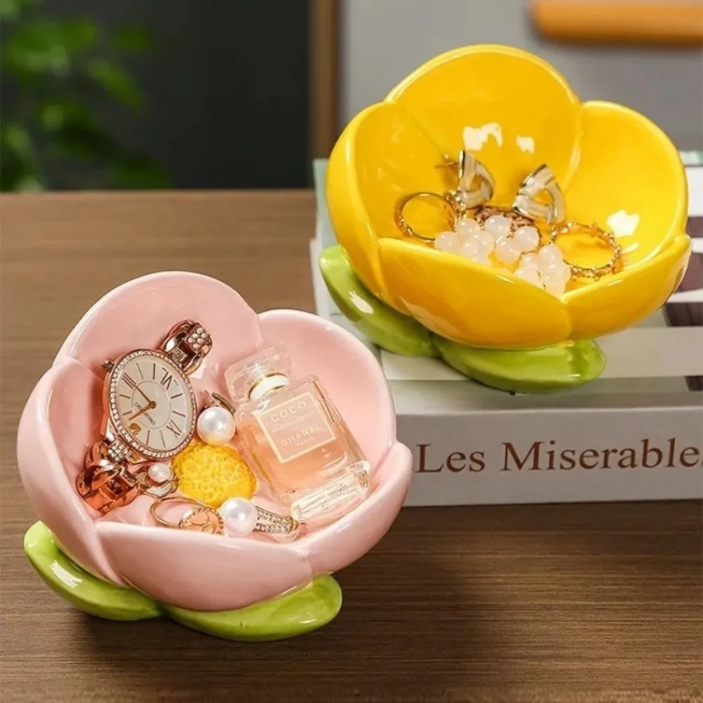 

Ins Tulip Flowers Storage Tray Ceramic Foyer Ornaments Jewelry Box Keys Jewelry